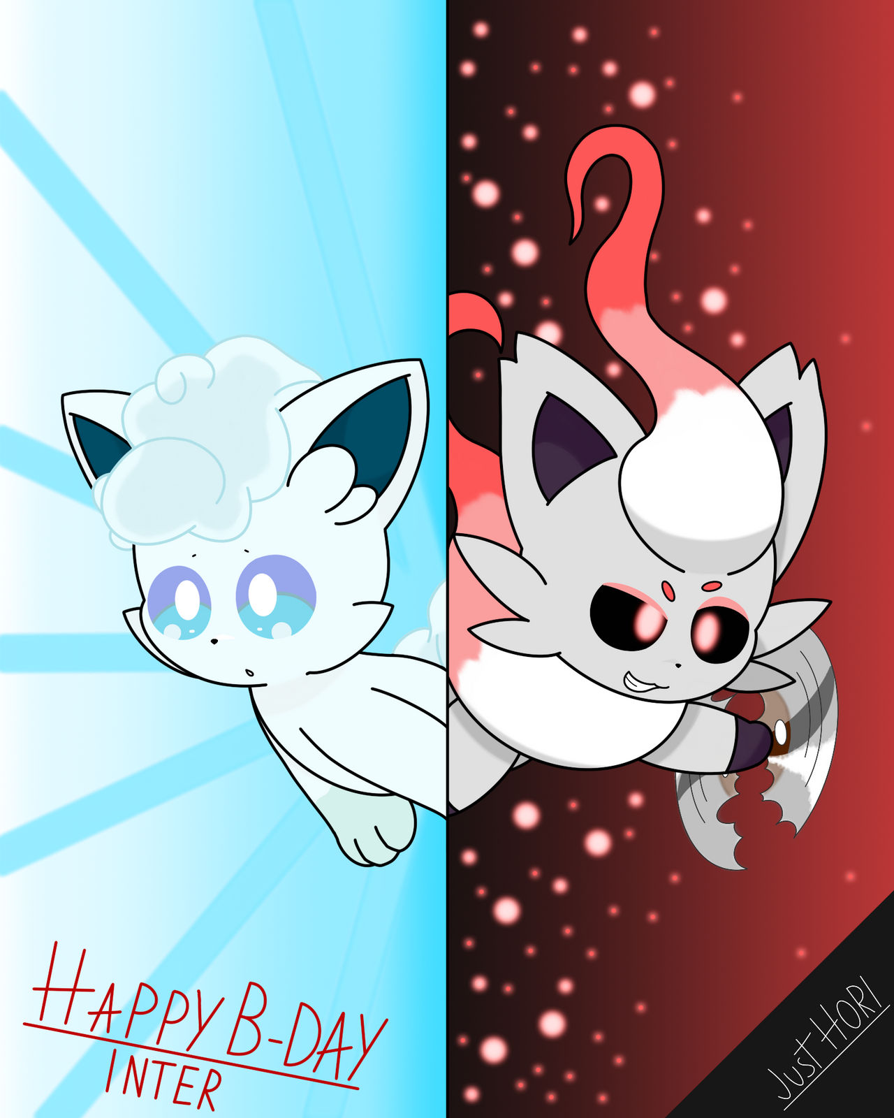 Vulpix Bday B-Day art: Alolan Vulpix and Hisuian Zorua by JustHori on DeviantArt