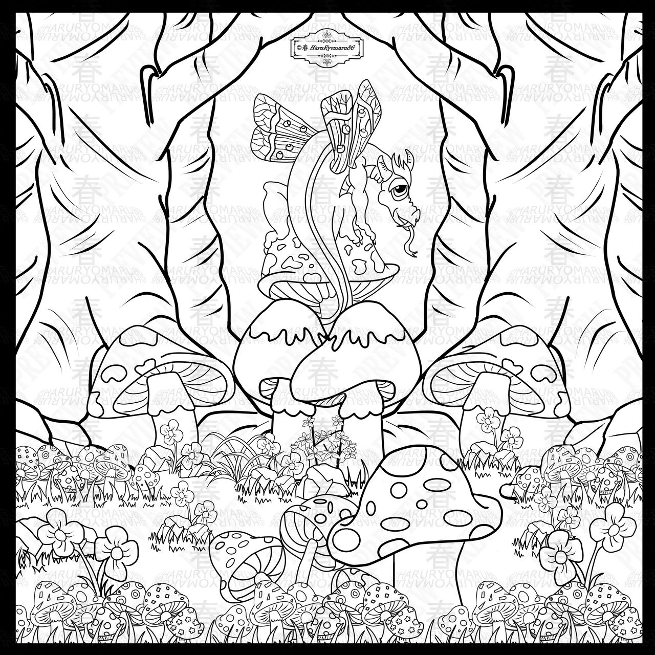 Enchanted forest colouring page preview by HaruRyomaru86 on DeviantArt