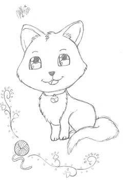 (WIP) Chibi cat colouring page sketch