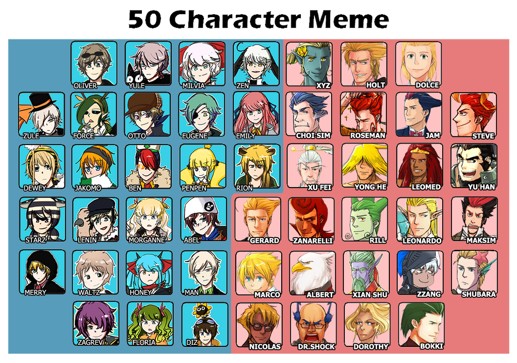 Meme Chacter 50 Character Meme by KoopaKidDS mod by JimmySB on DeviantArt