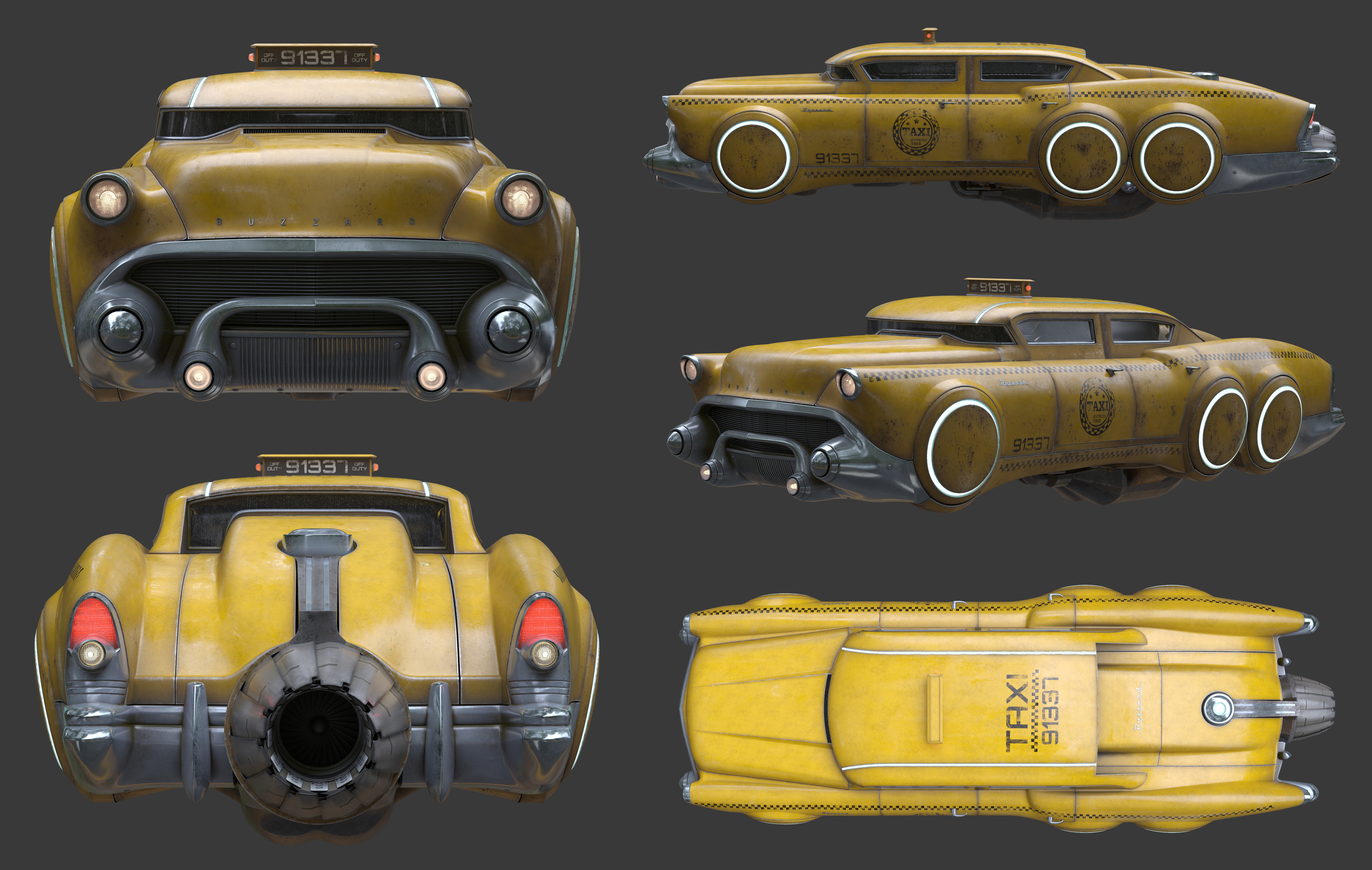 Futuristic car project Buzzard Taxi Cab