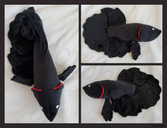 [comm] Black Betta Fish Plushie