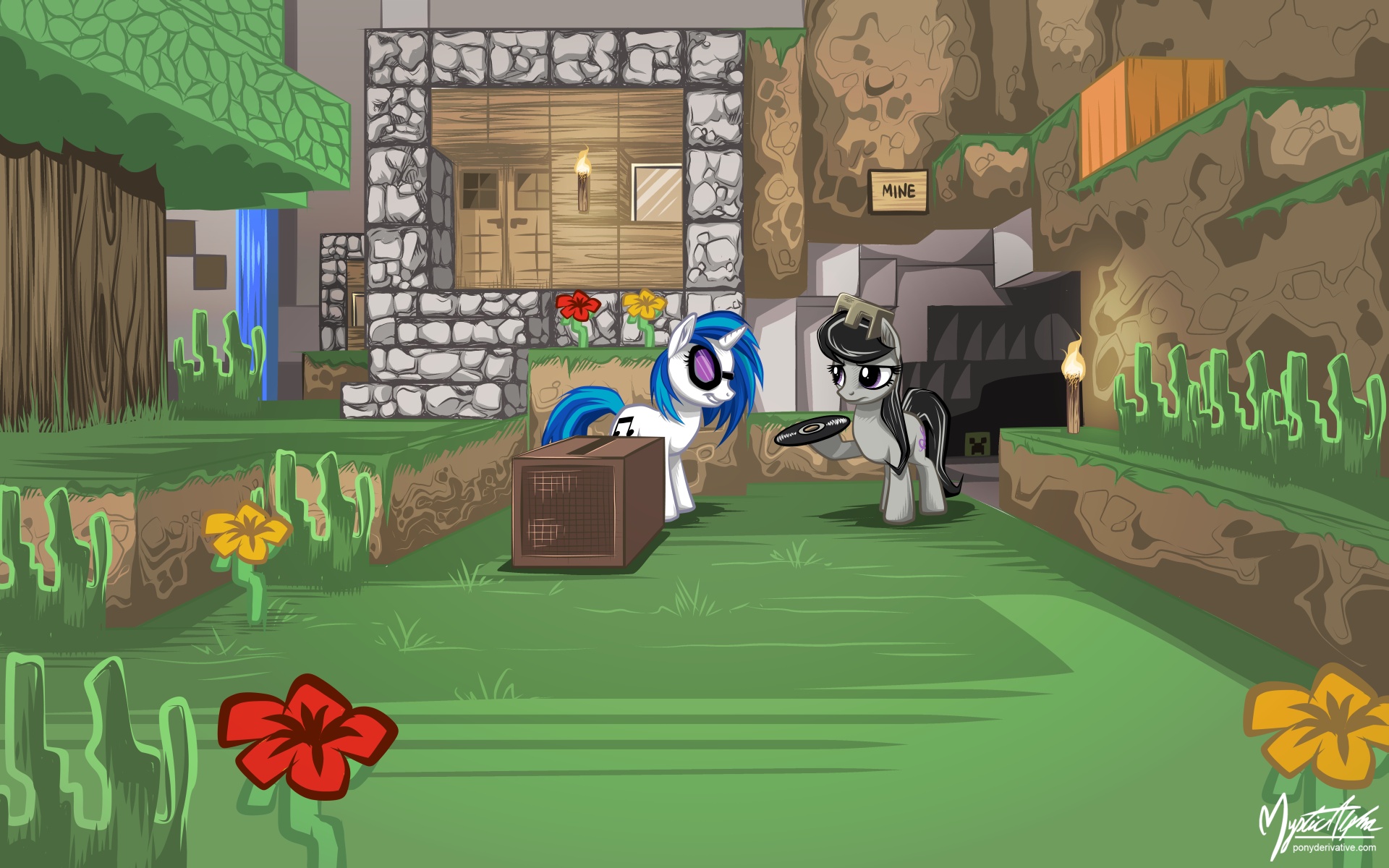 DJ Pon-3 and Octavia in Minecraft