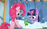Twilight, Pinkie and Gummy - Bath Time by mysticalpha