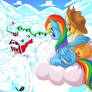 Rainbow and Applejack - Snowy Farm