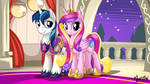 Cadance and Shining Armor 16:9 by mysticalpha