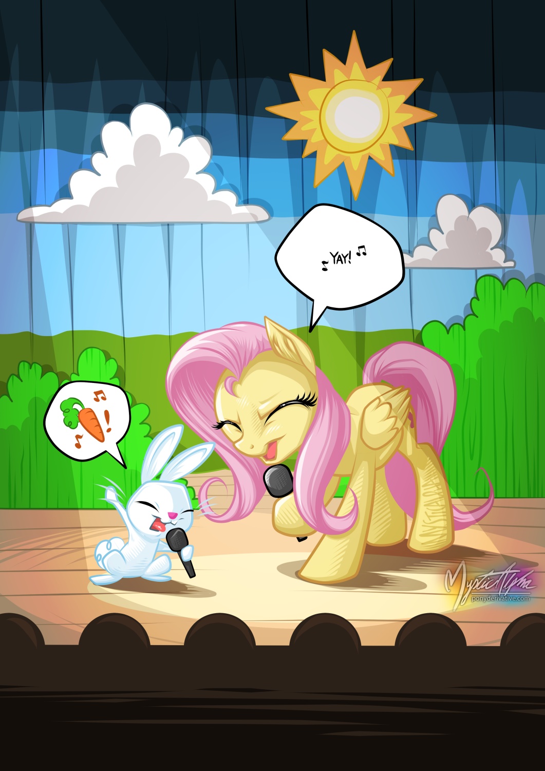 Fluttershy and Angel Singing