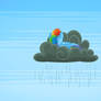 Rainbow Dash on a Rain Cloud