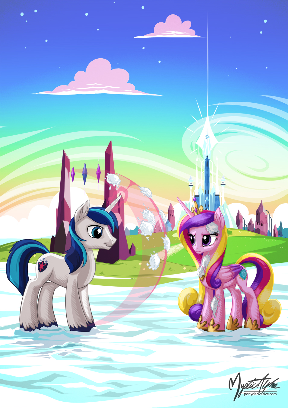 Shining Armor and Princess Cadance - Snowballs