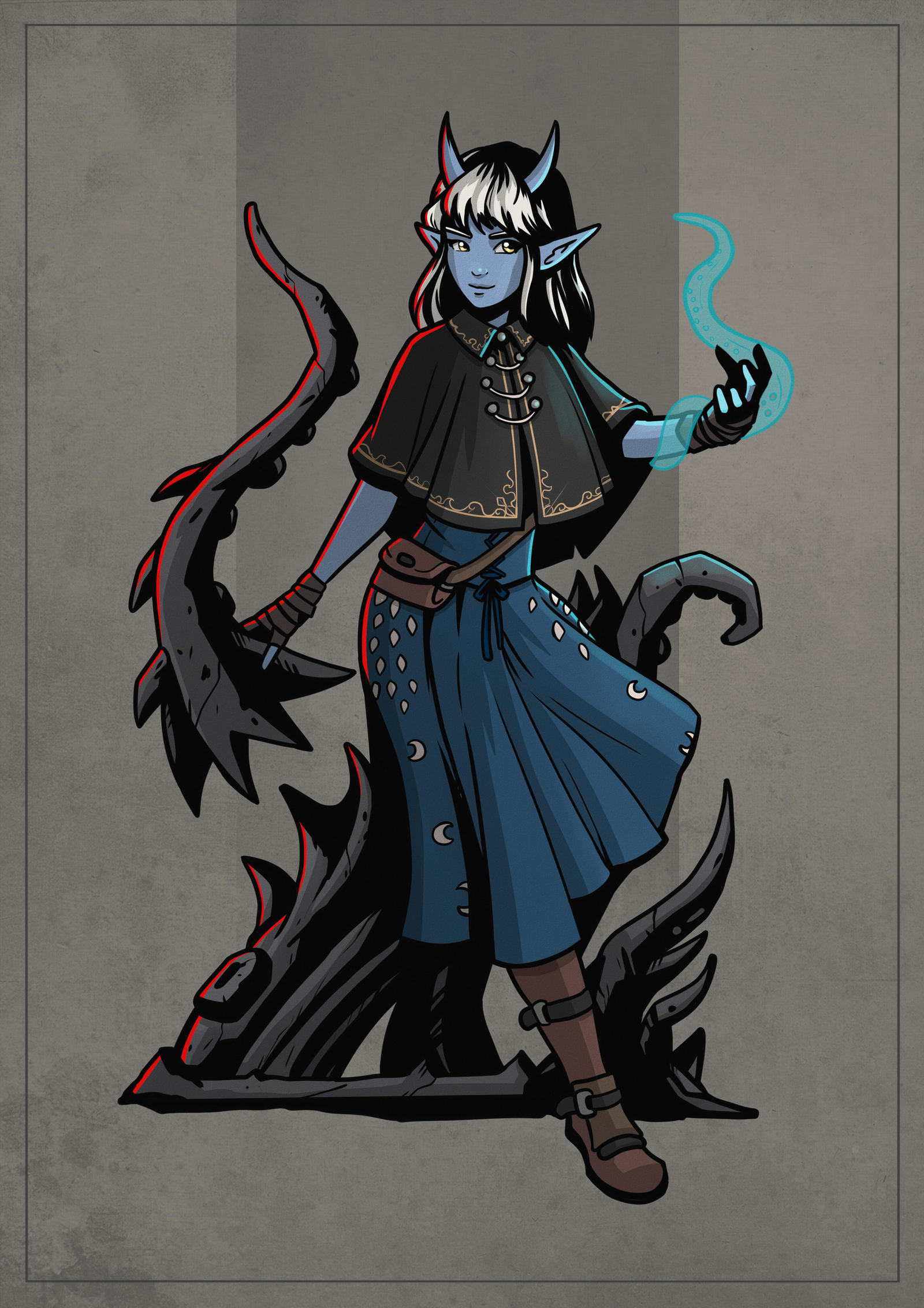 Fathomless Elphane - Tiefling Fathomless Warlock by SilkyNoire on DeviantArt