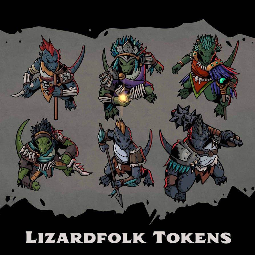 Lizardfolk Tokens by SilkyNoire on DeviantArt