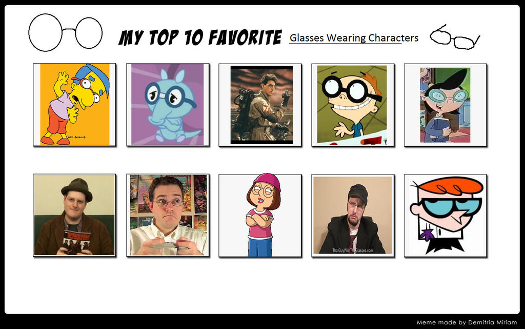Top 10 Favorite Characters who Wear Glasses by SithVampireMaster27 on  DeviantArt