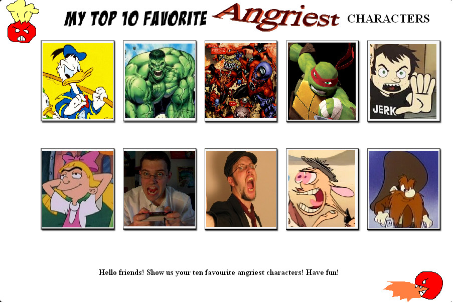 My Top 10 Favorite Angry Characters by FrogwoodProductions on DeviantArt