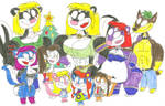 Skunk Family Together at Christmas by FrogwoodProductions