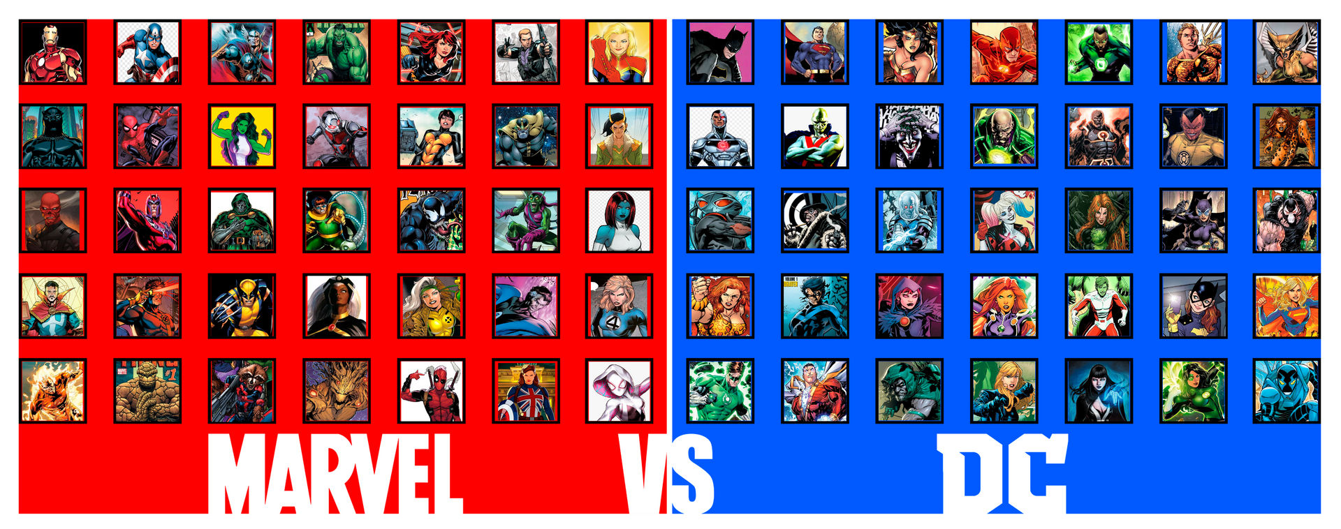 My DC vs Marvel Roster by FrogwoodProductions on DeviantArt