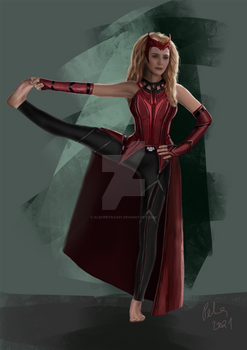 Scarlett Witch doing yoga