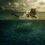 Tiger Leap in the Water