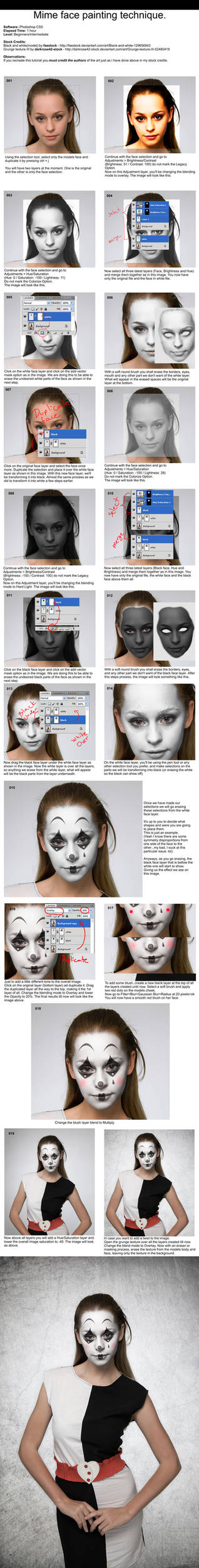 Mime Face Painting Tutorial - Photoshop