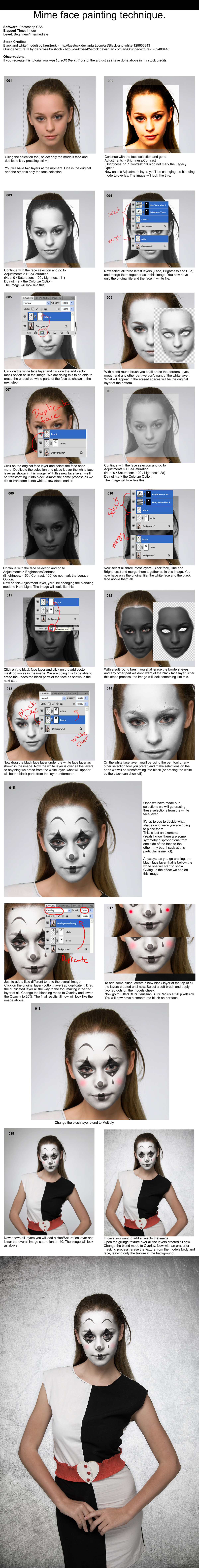 Mime Face Painting Tutorial - Photoshop by PSHoudini