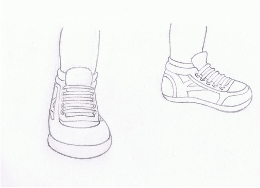 Practice drawing lesson of boy's sneakers