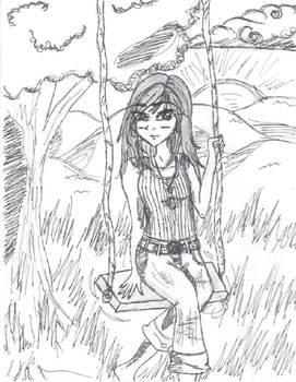 The Girl on a Swing - inked