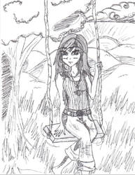 The Girl on a Swing - inked