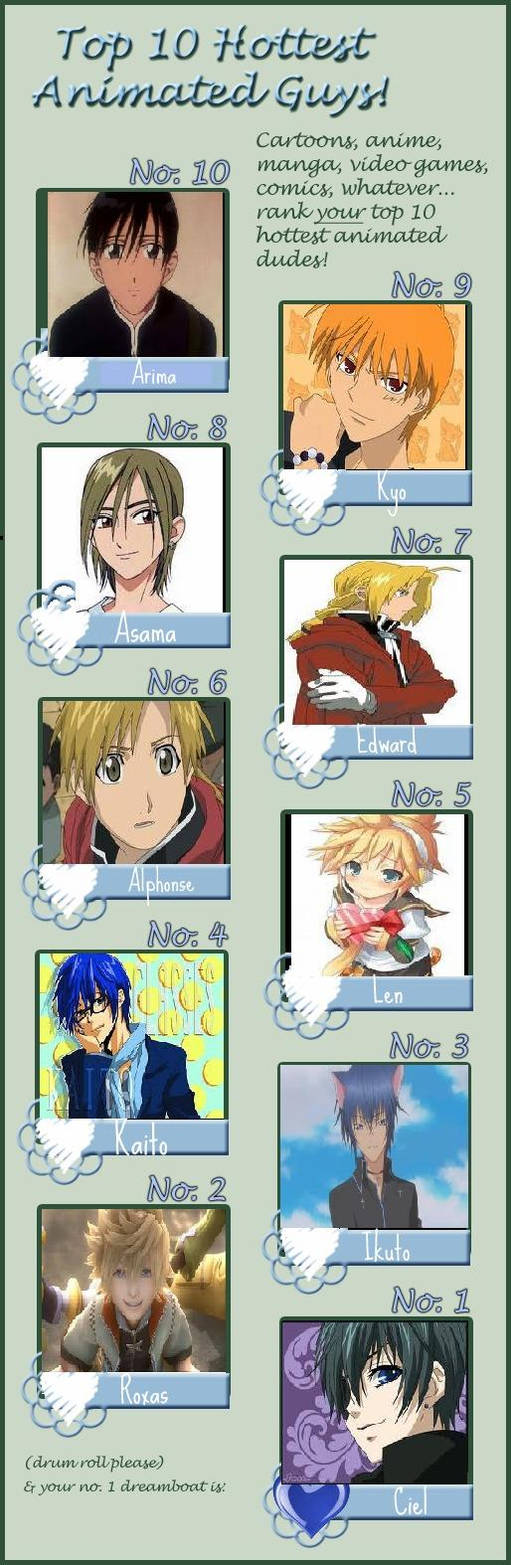 Top 10 Hottest Anime Guys by weeirdlilme on DeviantArt