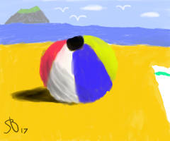 Beach ball on beach