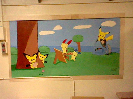 Pokemon high school project wall drawing