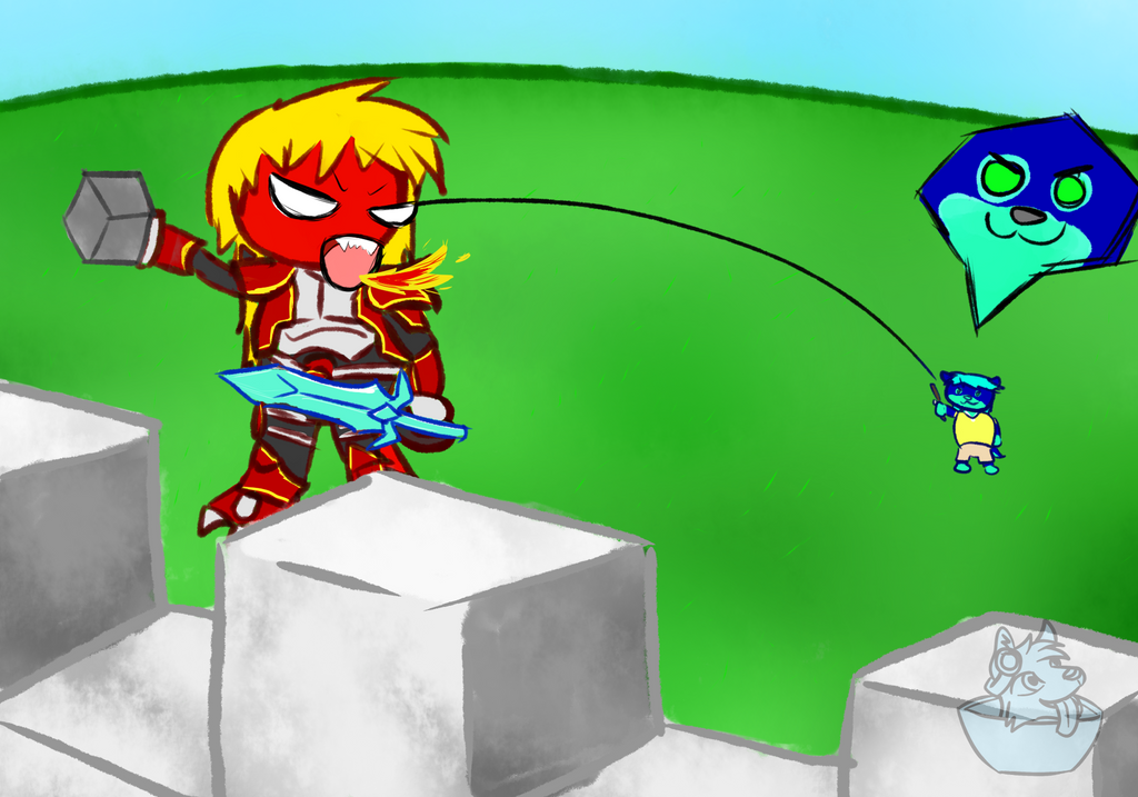 Playing Minecraft with friend by FrostyWolfter