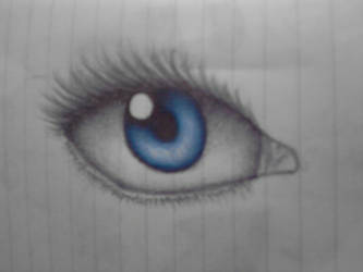 Eye blue with ballpoint pen