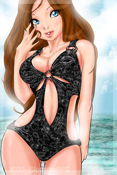 :S.Q in Black Swimsuit: