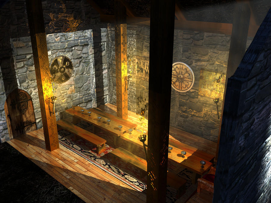 Viking hall 1st render by michaeldaviniart on DeviantArt