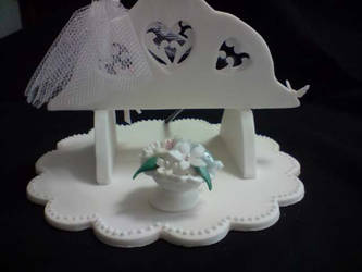 Top hat  and veil cake topper