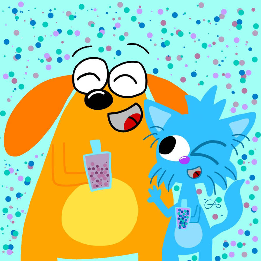 Ruff and Lupine with the boba by GrapeCinnamon on DeviantArt