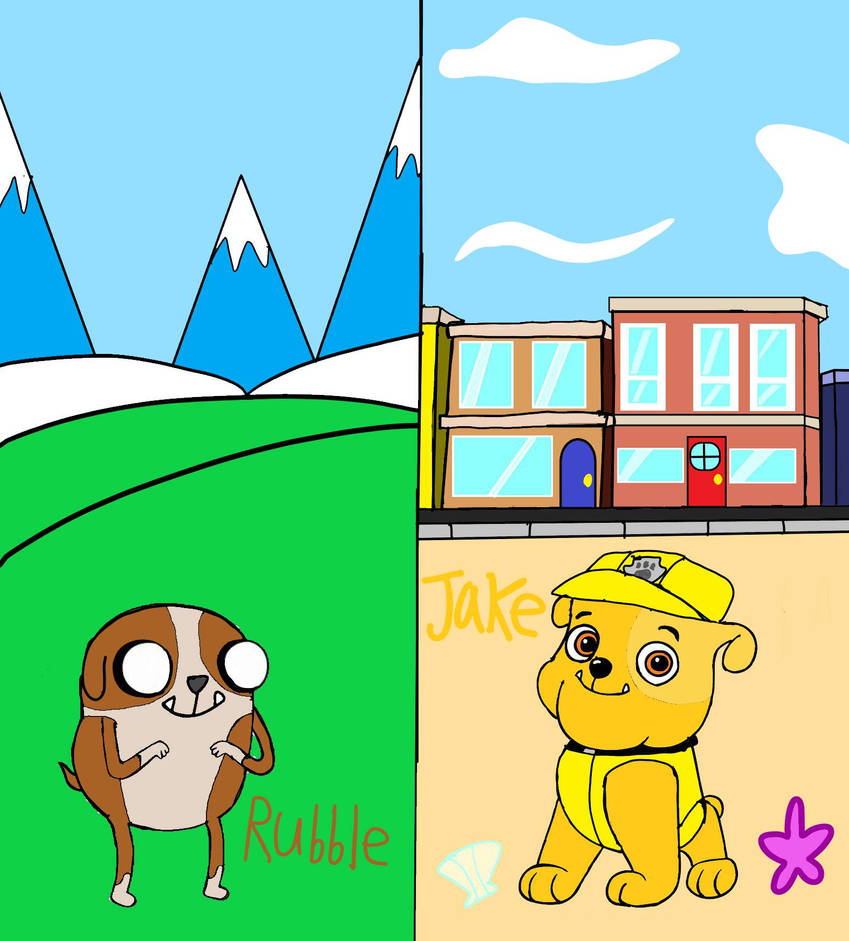 Rubble and Jake life switch by sketch-pad444 on DeviantArt