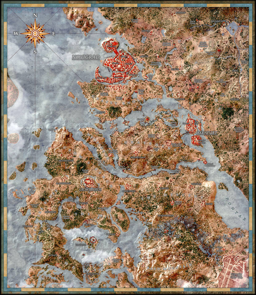 Witcher Wild Hunt Map Velen Novigrad - Postersize By Extravagantaardvark On  Deviantart