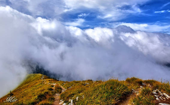 Path in the clouds.