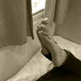 Karinas Feet At The Window Black And White