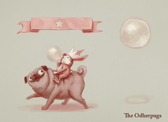 Sir Bunny and Mr Potato having a soap bubble ride