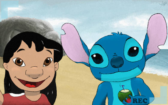 Lilo and Stitch on the beach