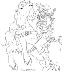 Link and Epona lines by ahitosinea