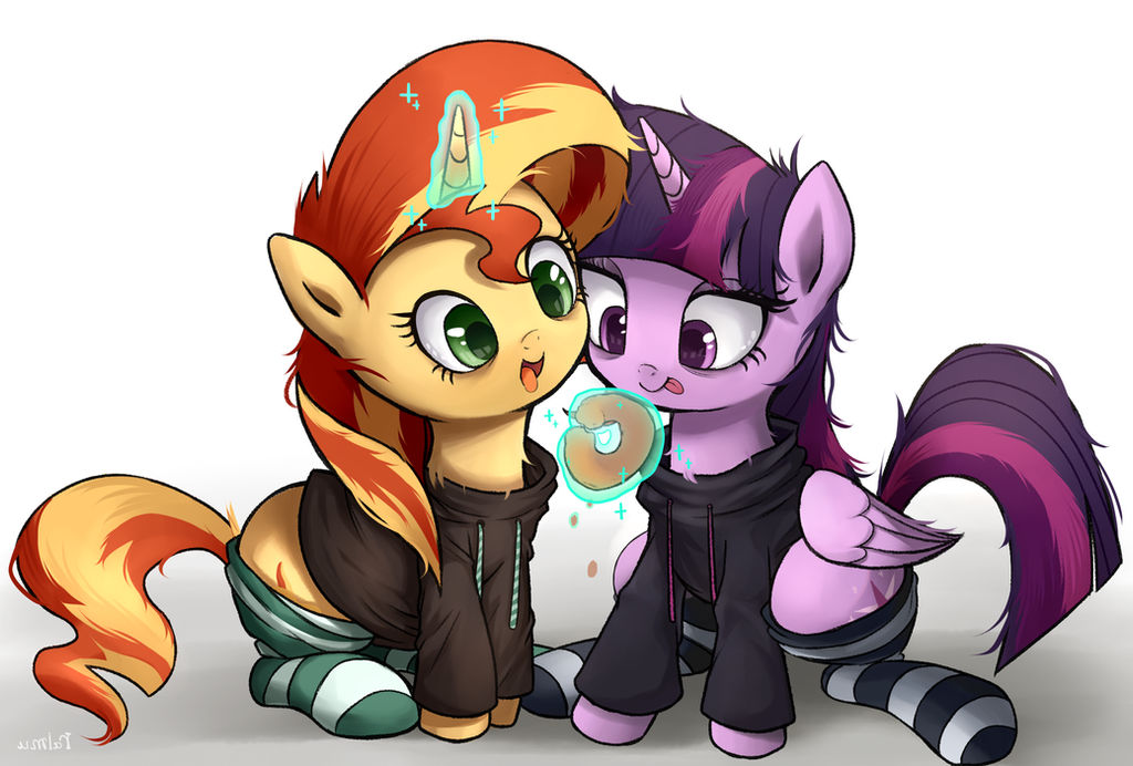 sharing a donut