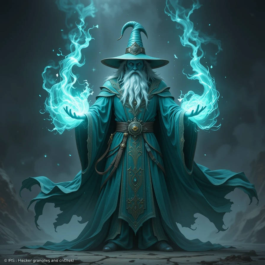 A majestic turquoise wizard stands tall, by ChrisJr2518 on DeviantArt