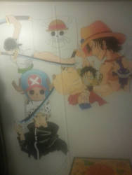 One Piece wall art.