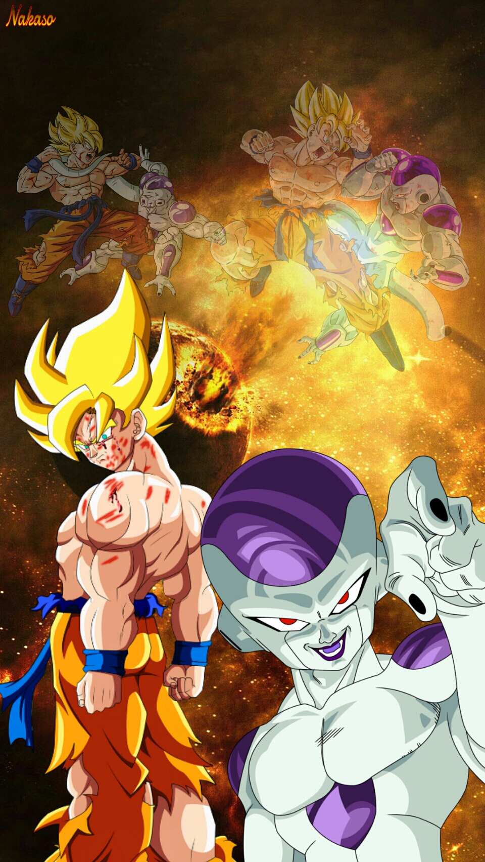 Goku Super Sayajin Versus Freeza : r/DigitalArt