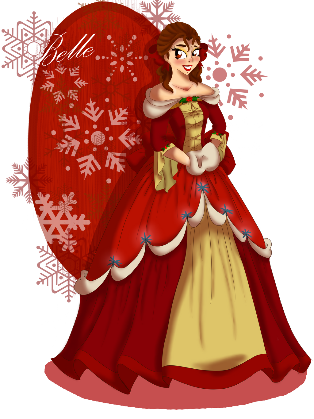 disney belle christmas dress Christmas Belle Dress Inspired Ballgown Enchanted Belle Size 6