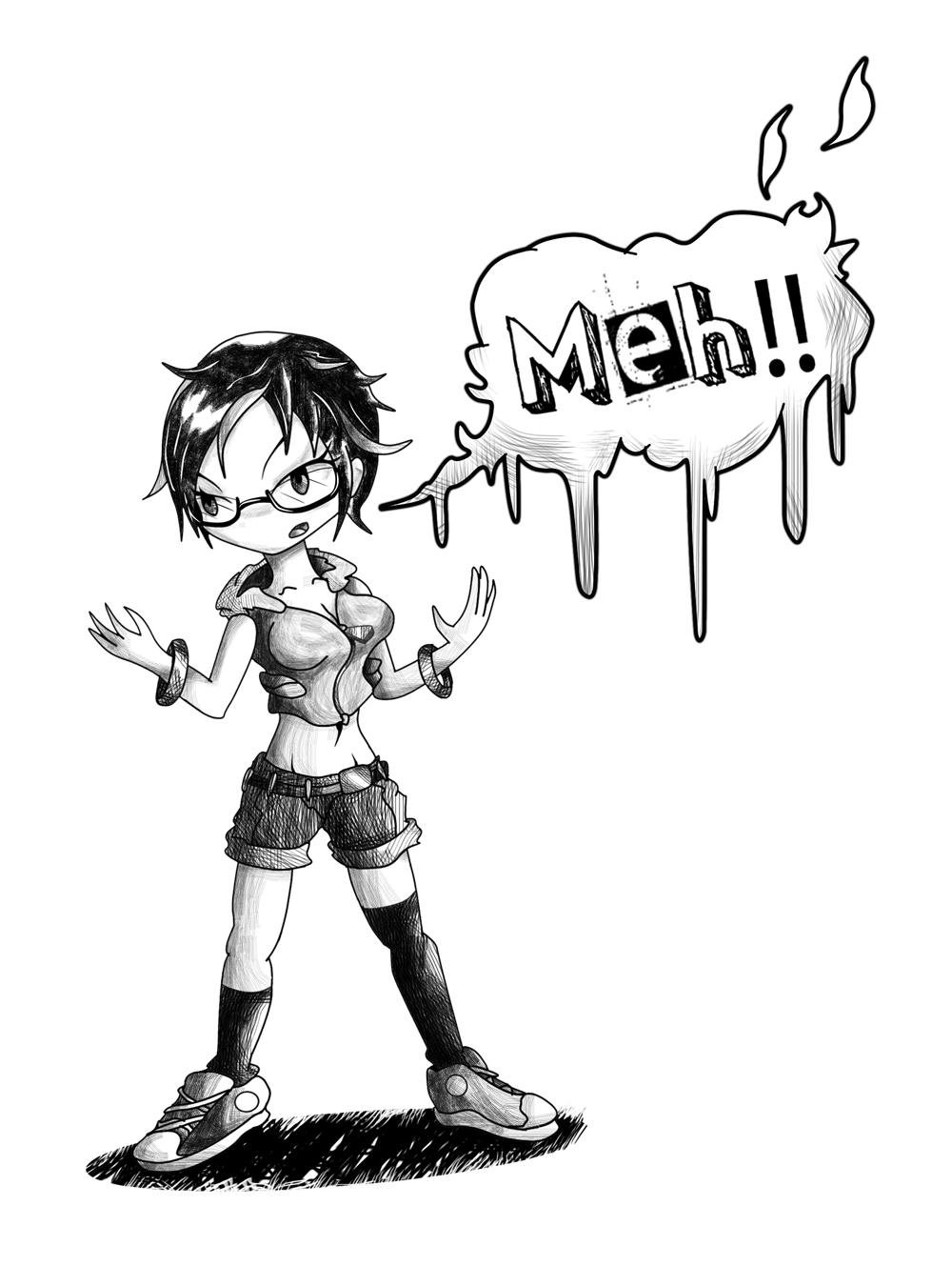 Meh!! Girl (White n' black with different brushes)