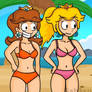 Peach and Daisy bikinis