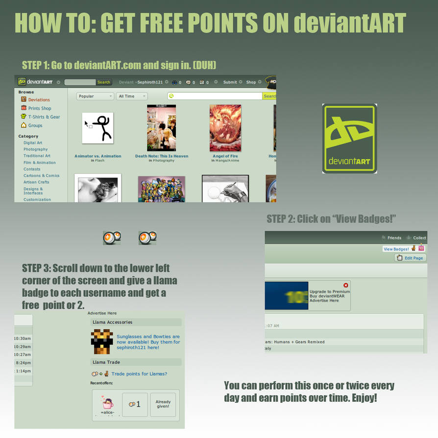 How to: FREE deviantART points by Sephiroth121 on DeviantArt